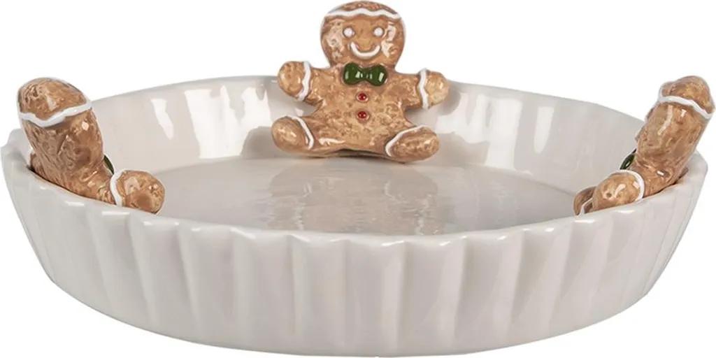 Coupe Céramique Blanche Ø 23 cm avec Bonhomme de Pain d'Épice Relief