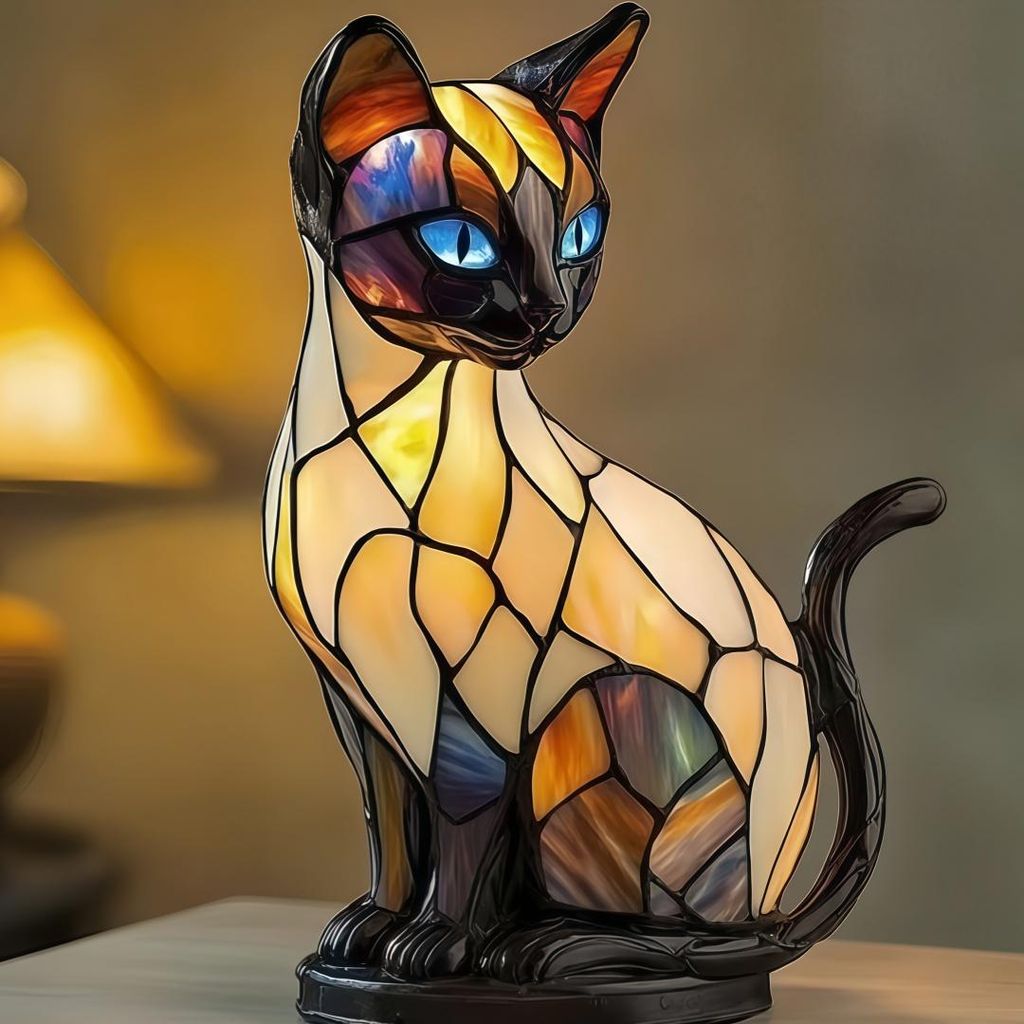 Katzen Lampe, Nachtlicht Siamkatzen mehrfarbig USB, Produktbild 