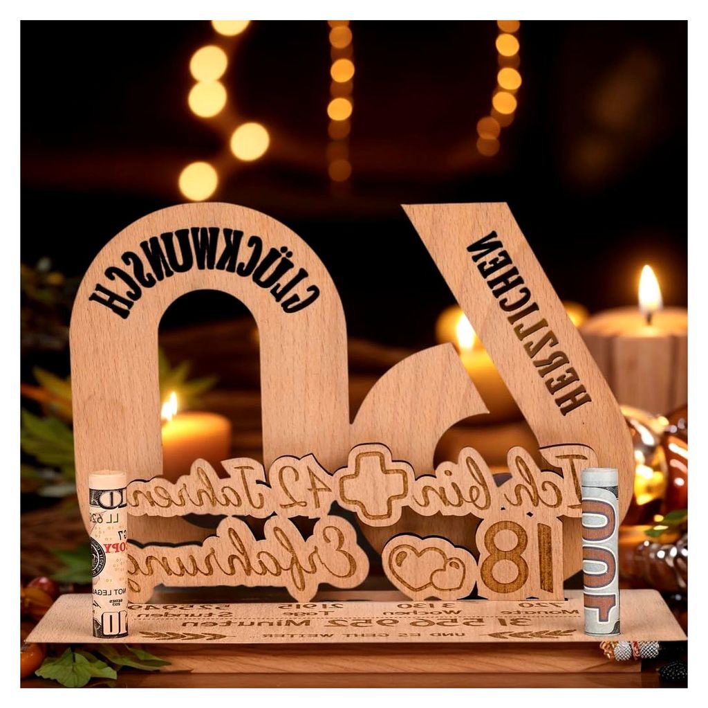 Lustiges Geschenk zum 60. Geburtstag für Frauen und Männer, Holz Deko mit Geburtstagszahlen und Gästebuch