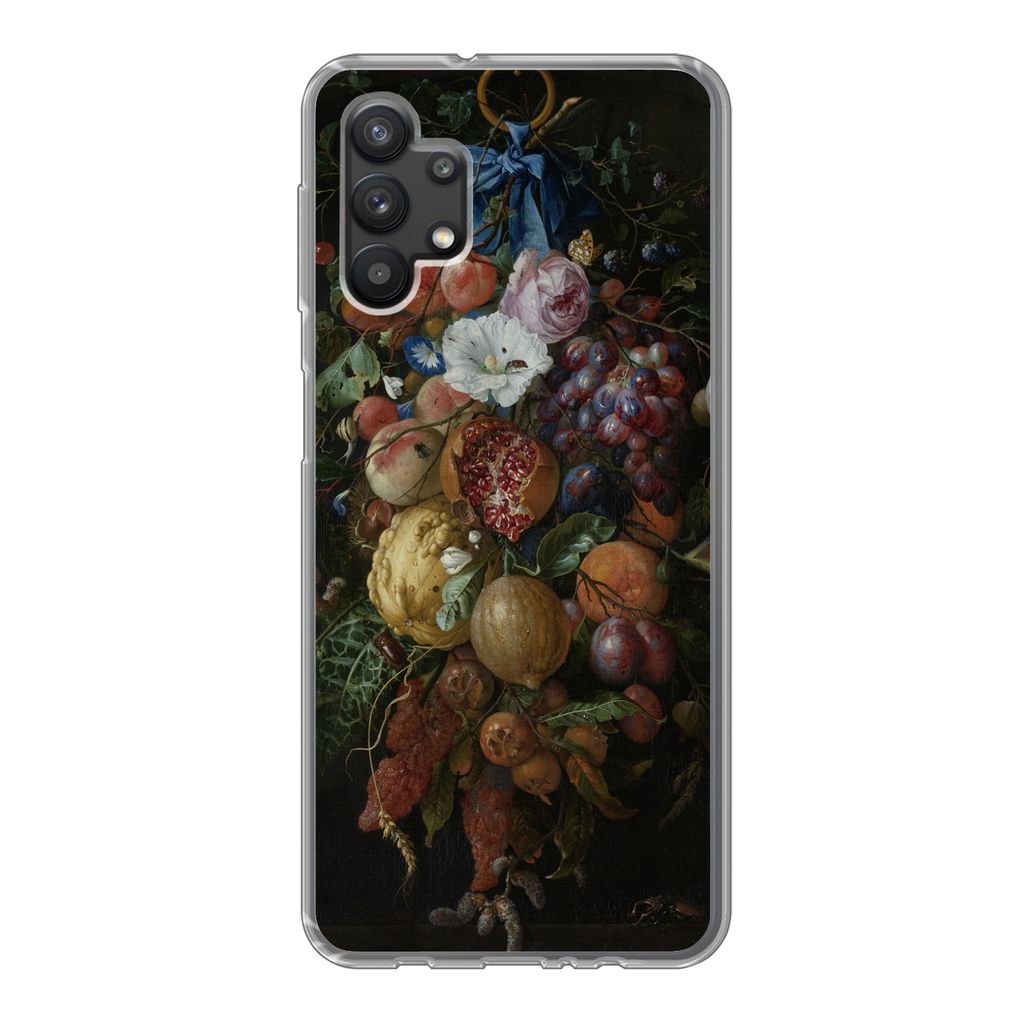 MuchoWow Handyhülle Schutzhülle Hülle für Samsung Galaxy A32 5G Früchte und Blumen - Gemälde von Jan Davidsz. de Heem Silikon Softcase Hand...