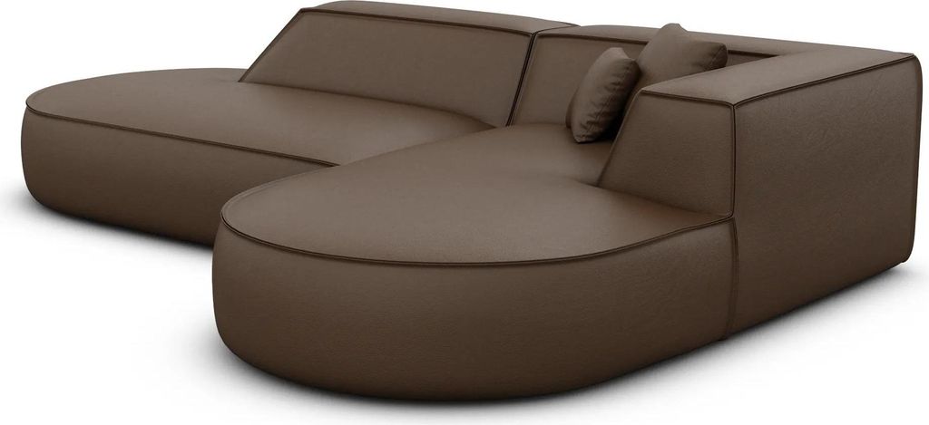 Echtleder L-Form Lounge Sofa Liberia Dunkelbraun Rechts