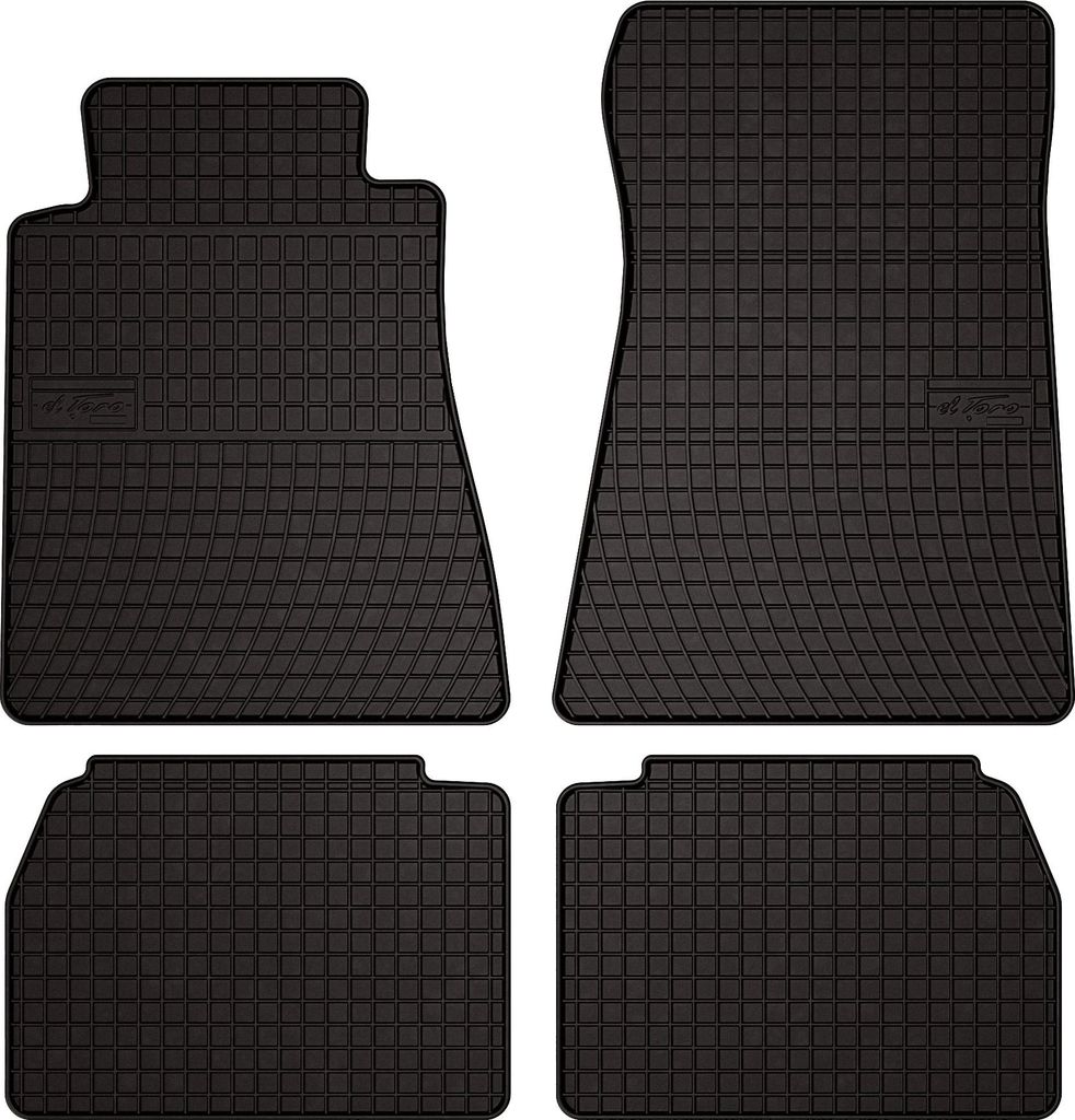 Gummifußmatten passend für Mercedes C 190 W201 (Limousine, Bj. 1982-1993) – schwarz, passgenau, mit Befestigungen set 4 Stk. - Gummi-Automatten
