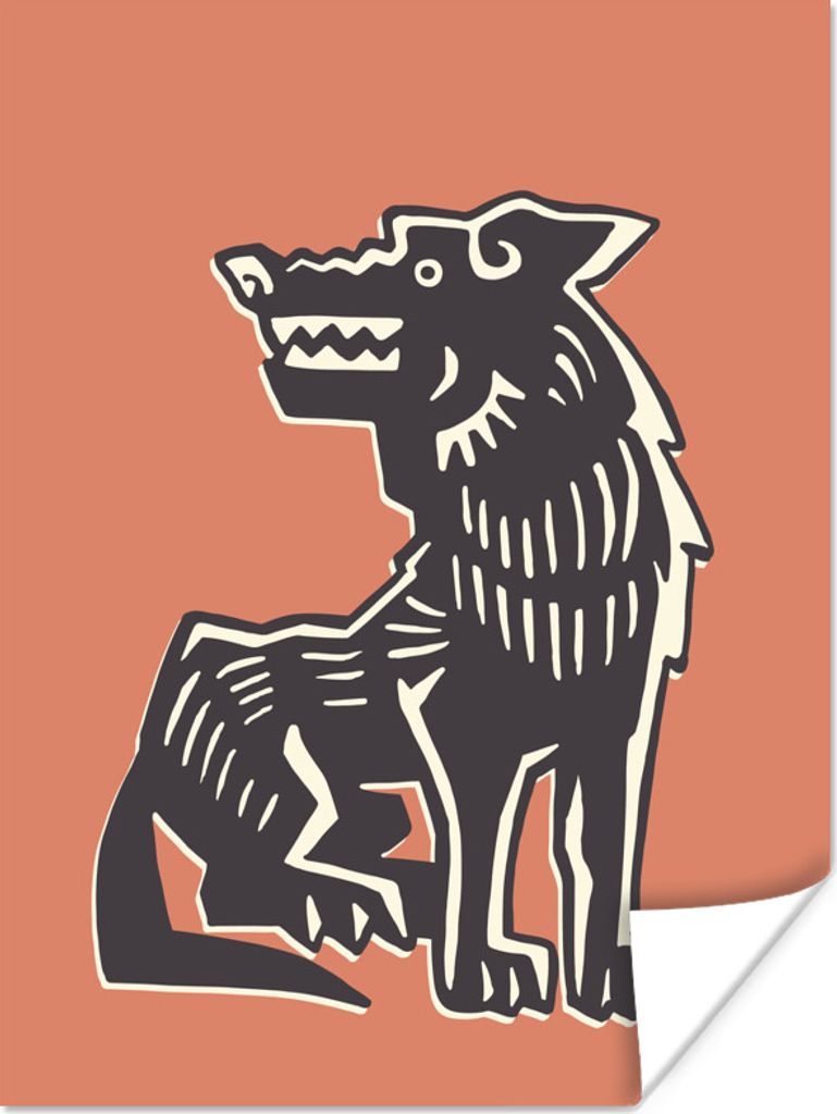 MuchoWow Poster Wolf - Rosa -Tier 120x160 cm - Wandbilder