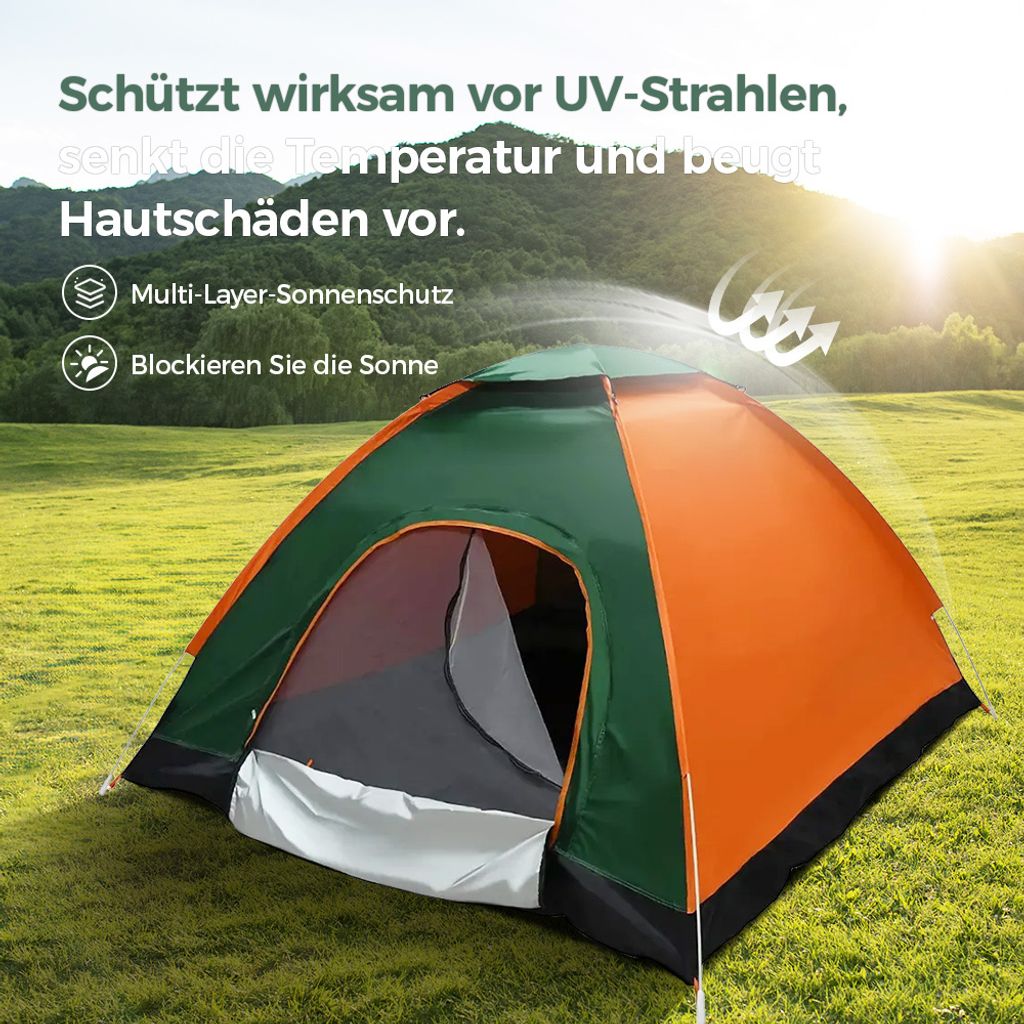 Automatisches Campingzelt Wasserdicht Jaztral Pop Up Zelt 3-4 Personen - Automatisches Kuppelzelt Wasserdicht Für Camping & Outdoor Camping Zelt 3-4 Personen
