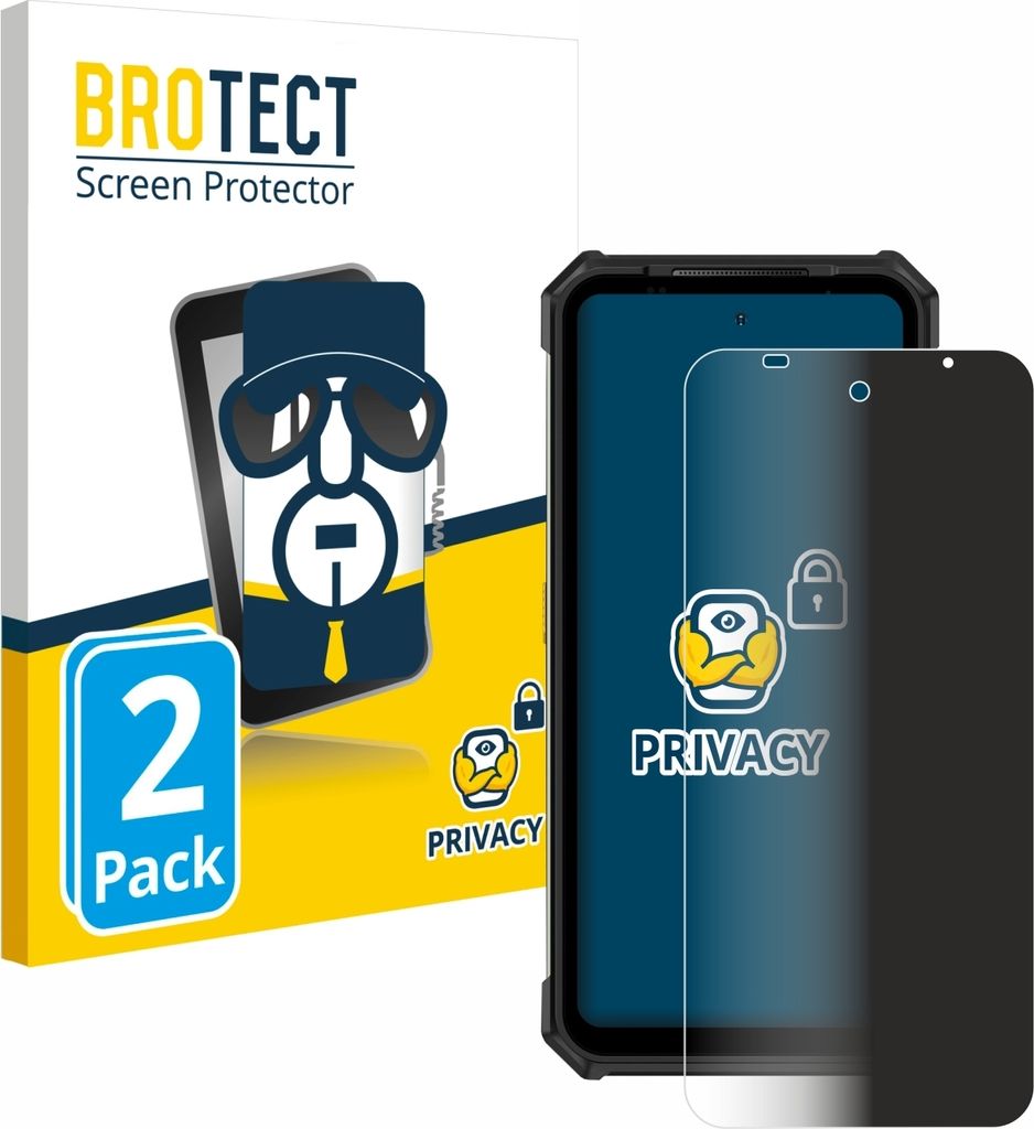 2x BROTECT Sichtschutzfolie für Ulefone Armor 24 Anti-Spy Privacy Sichtschutz Blickschutz Folie Blaulicht-Schutz