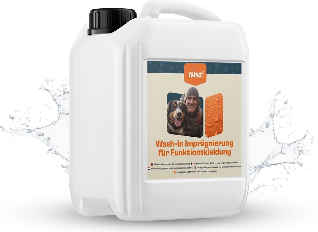 nimo Wash-In Imprägnierung für Funktionskleidung | Imprägnierung gegen Regen & Schmutz für die Waschmaschine | wasserabweisende Outdoor Kleid...