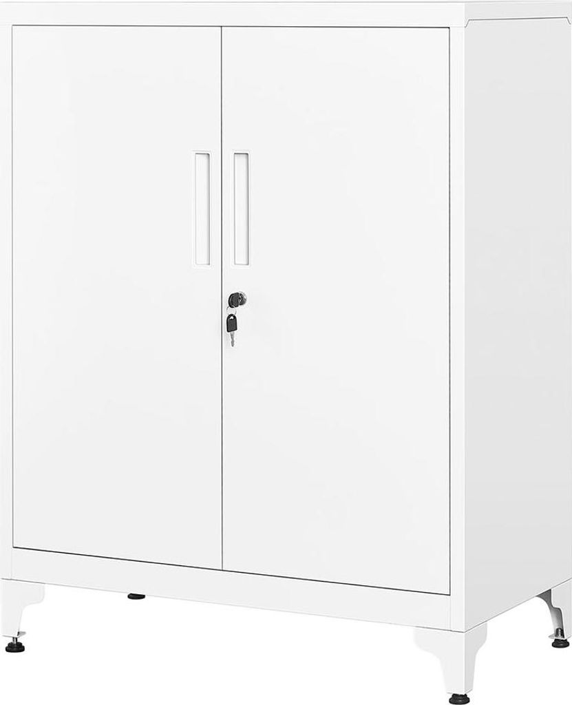 Abschließbarer Aktenschrank mit 2 Türen, 40 x 80 x 90 cm, mattweiß