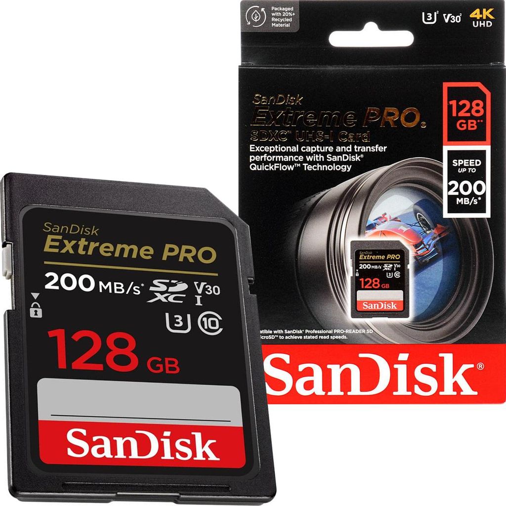 SanDisk Extreme PRO, 128 GB, SDXC, Klasa 10, UHS-I, 200 Zdjęcie produktu 