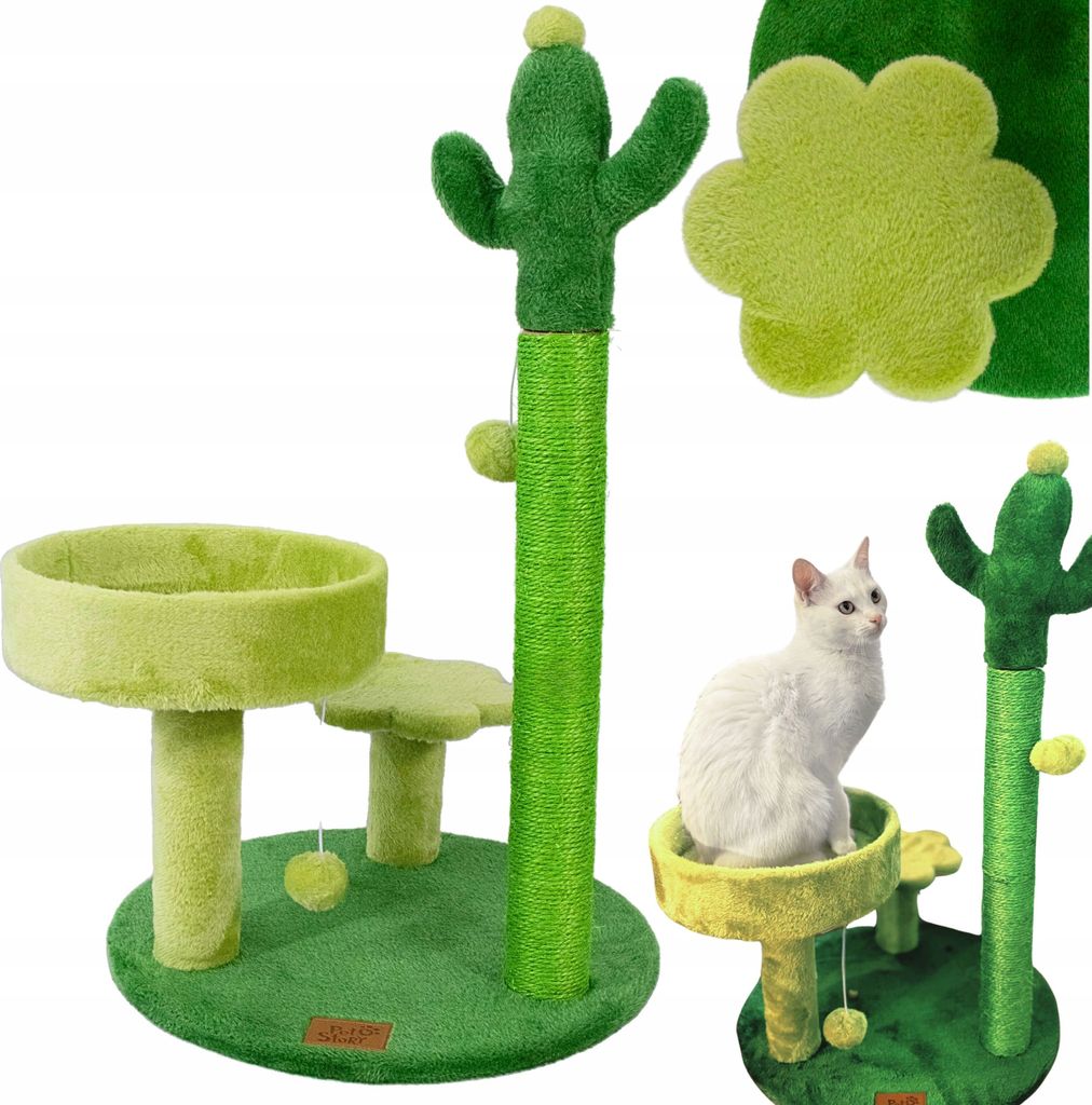 PETSTORY Kratzbaum Kaktus 3-Ebenen Katzenparadies