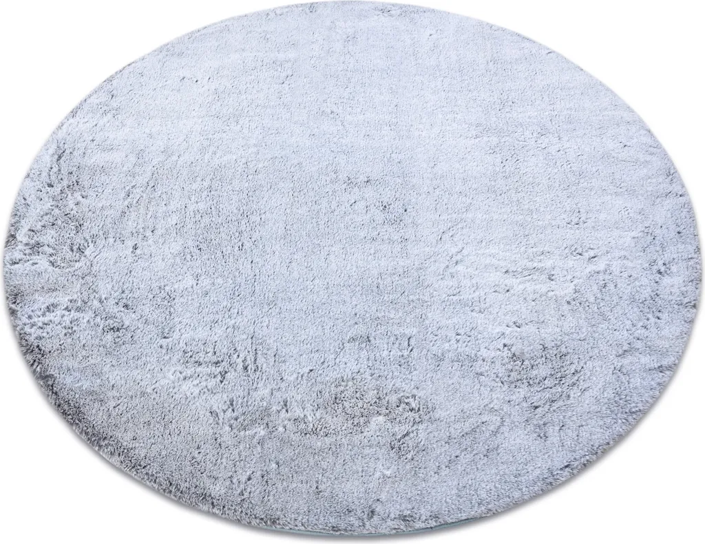 Tapis rond shaggy LAPIN lavable et antidérapant gris ivoire de 100cm