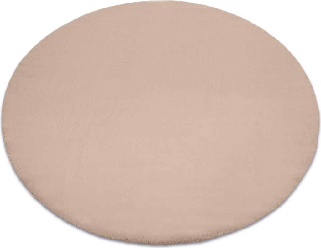 Teppich BUNNY Kreis taupe beige IMITATION VON KANINCHENPELZ beige rund 100 cm