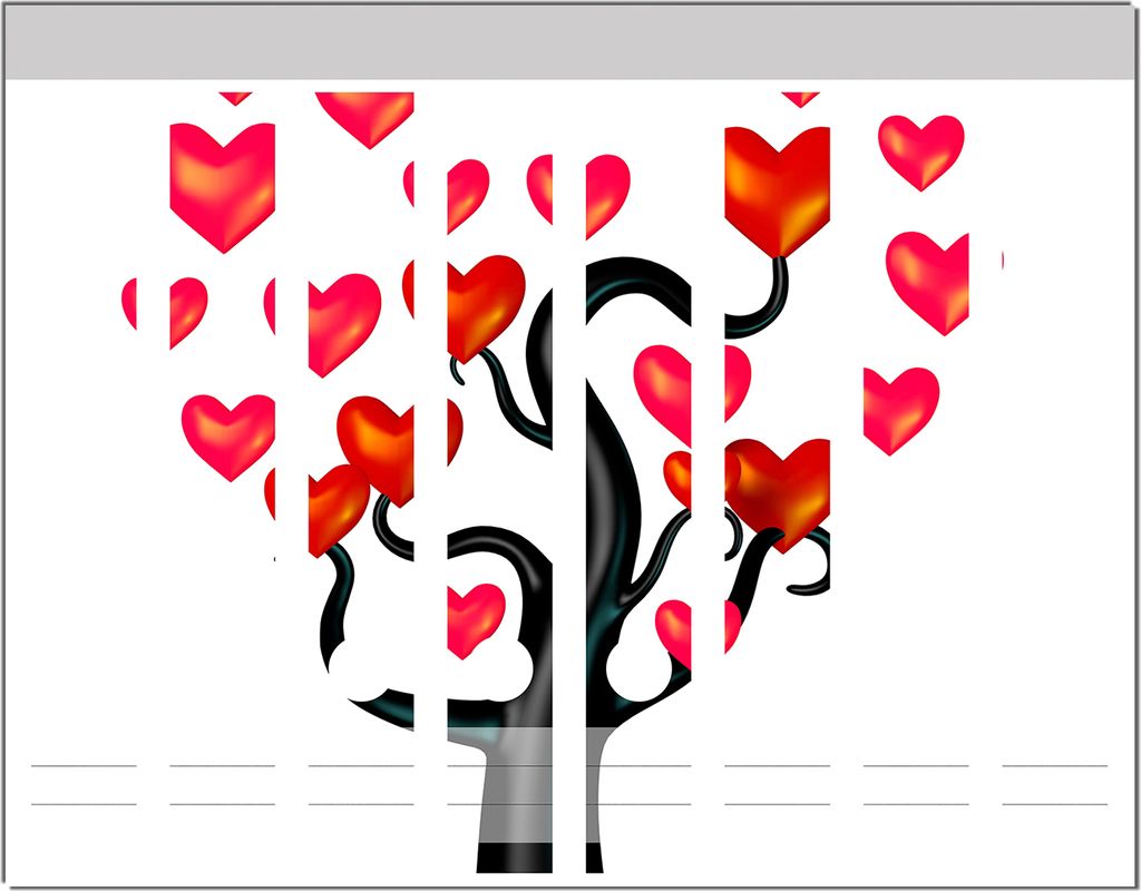 Wallario Ordnerrücken Sticker, selbstklebend für schmale Ordner, 8 Stück, Motiv Comic Baum mit Herzen