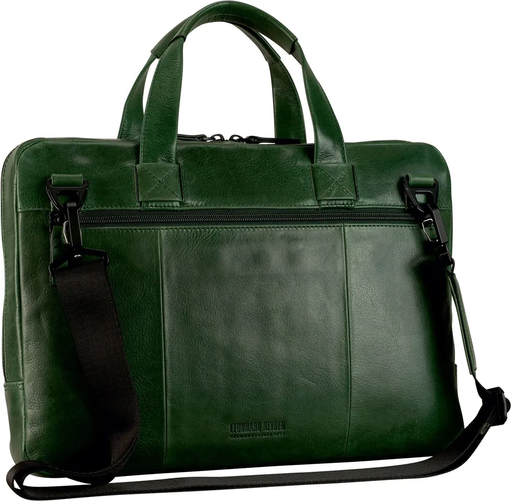Leonhard Heyden Porto Serviette en Cuir Vert Bouteille 1 Compartiment