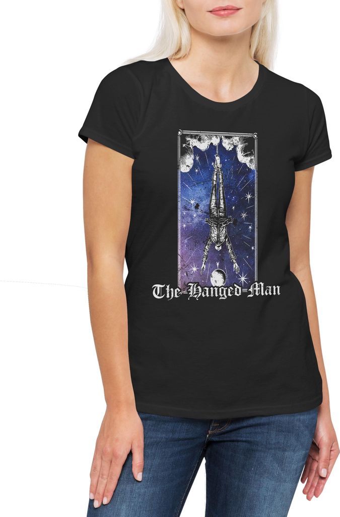 Urban Backwoods Tarot B The Hanged Man, Damen T-Shirt, Farbe: Schwarz, Größe: 2XL