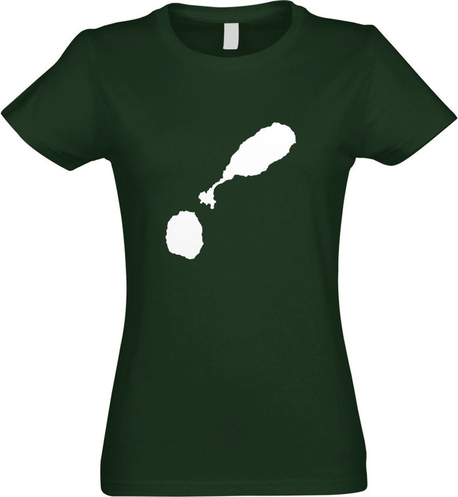 Kiwistar - T-Shirt tailliert - Damen - flaschengrün - St. Kitts und Nevis Umriss Kontur - mit Motiv Bedruckt - Funshirt Design - Sport - Freizeit ...