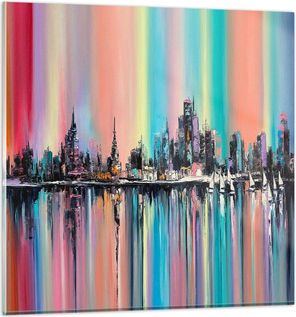 Bilder auf glas - Stadt Aussicht Wasser - 60x60cm - Glasbilder - Wandbilder - Kunstdruck - zum Aufhängen bereit - Wanddekoration aus Glas - Glas B...