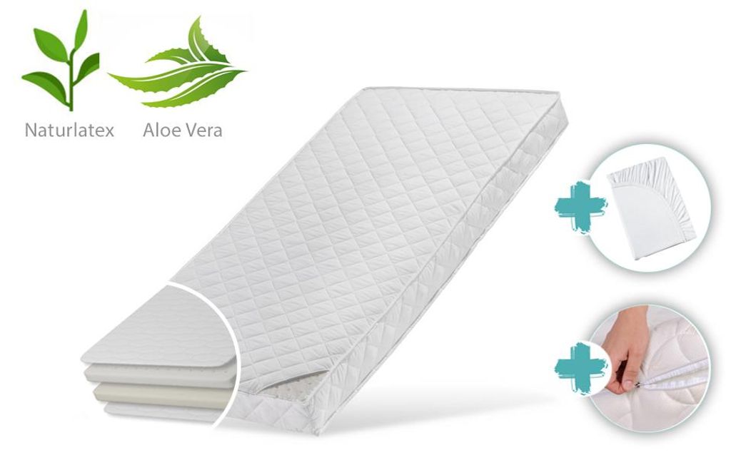 Matelas enfant 80x180 cm LATEX ROYAL avec housse aloe vera, Image du produit 