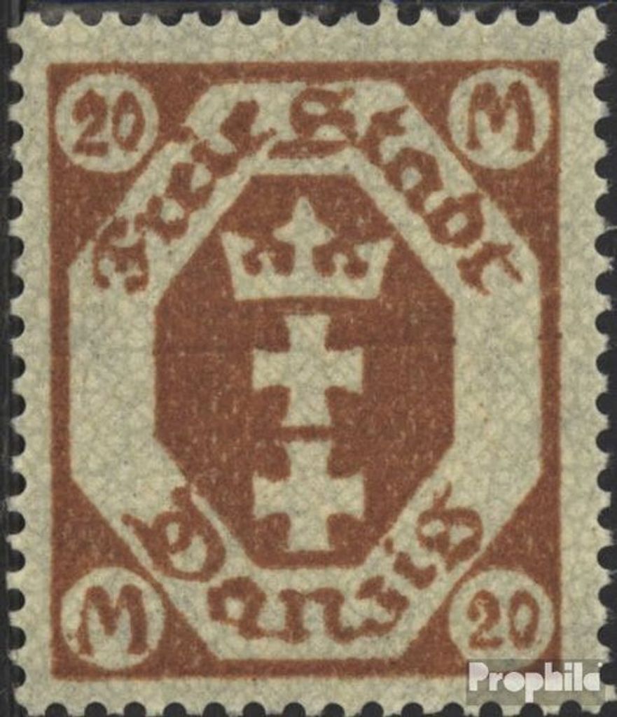 Briefmarken Danzig 1923 Mi 126X stehendes Wasserzeichen Gefälligkeitsentwertung gestempelt Wappen