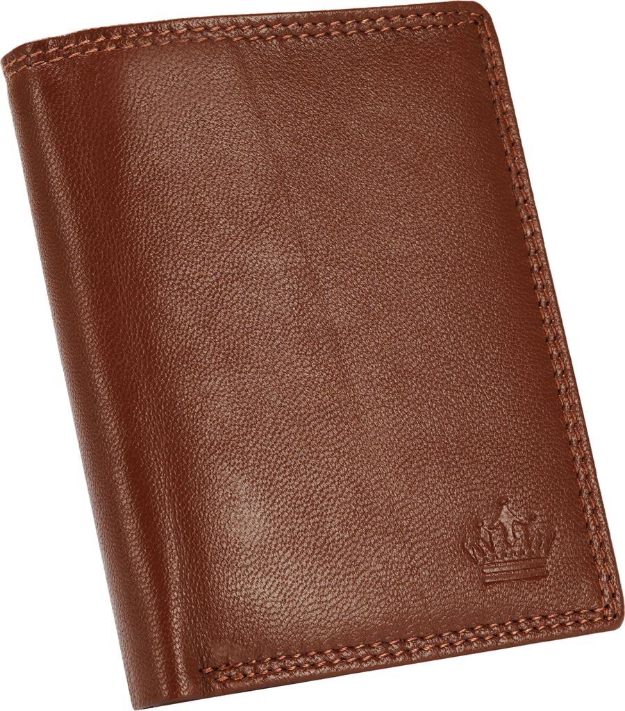 Geldbörse Herren Portemonnaie Echt Leder Börse Hochformat Geldbeutel Cognac RFID-Schutz MANZA