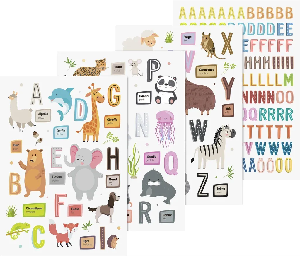Heyda 203584440 Broderie de fenêtre ABC animaux kit de décoration enfant