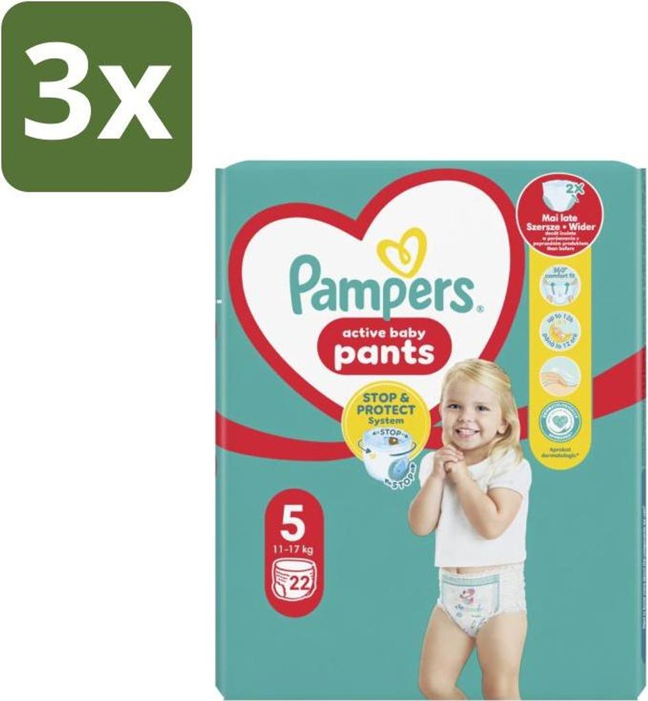 Pampers – Windelhosen – Baby Trockenhosen Größe 5 – 22 Windeln - Vorteilspack - 3 Stücke