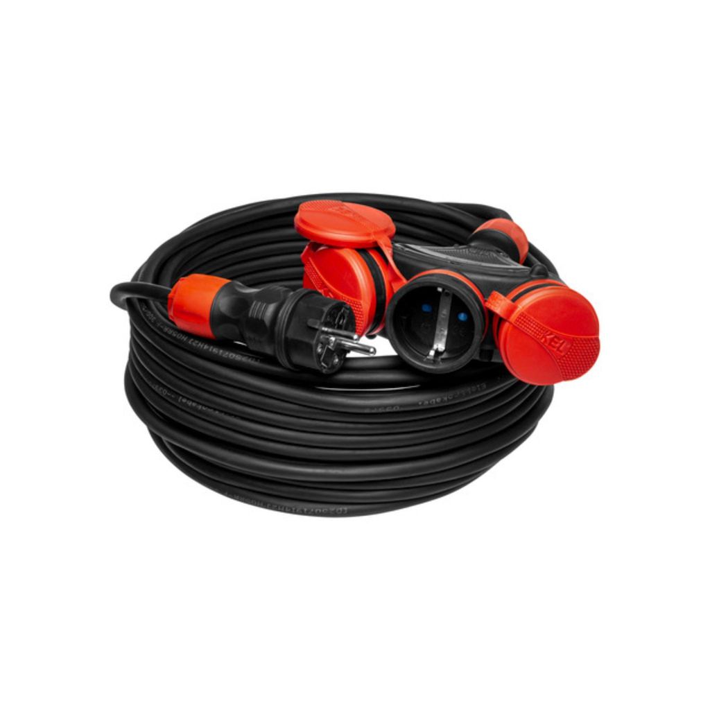 Dreifach-Verlängerungskabel 25m 250V 16A Schuko 3×2P+Z H05RR-F 3×2,5 mm² IP44