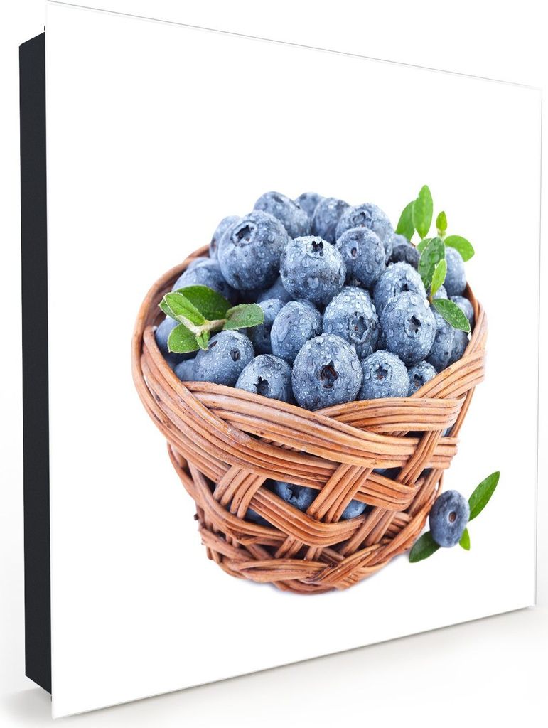 Nachbildung-Schlüsselkasten, Magnetpinnwand und Memoboard mit Glasfront Motiv Heidelbeeren in Korb