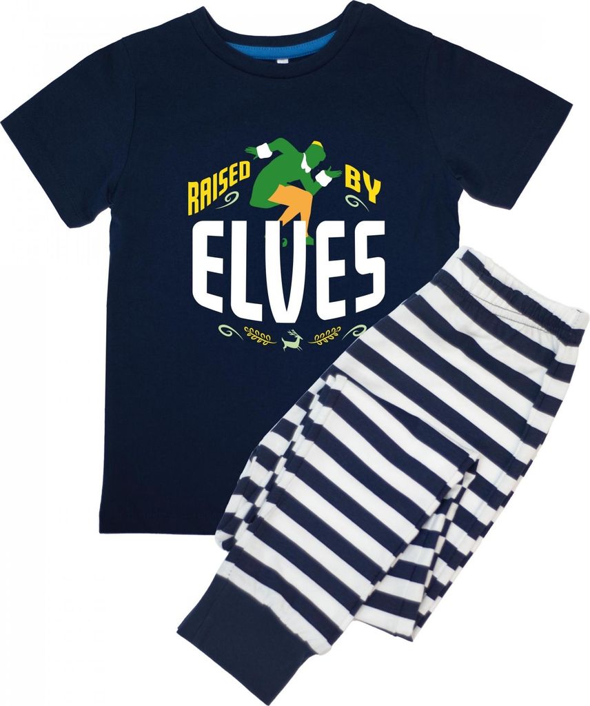Elf - "Raised By An Elf" Schlafanzug mit langer Hose für Jungen kurzärmlig BI54507 (104) (Marineblau)