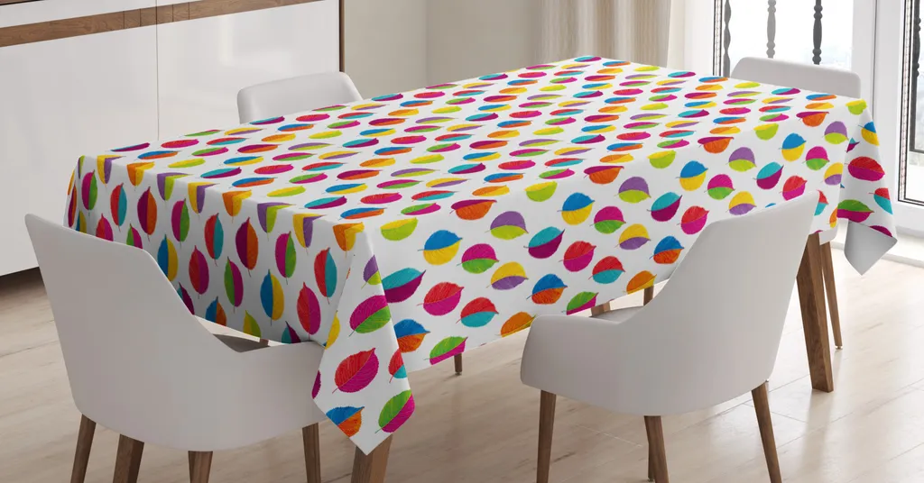 Tovaglia Rettangolare ABAKUHAUS 140x170 Cm – Frutta Crayon D'arte, Bianco E Rosso, Per Interni/Esterni, Lavabile