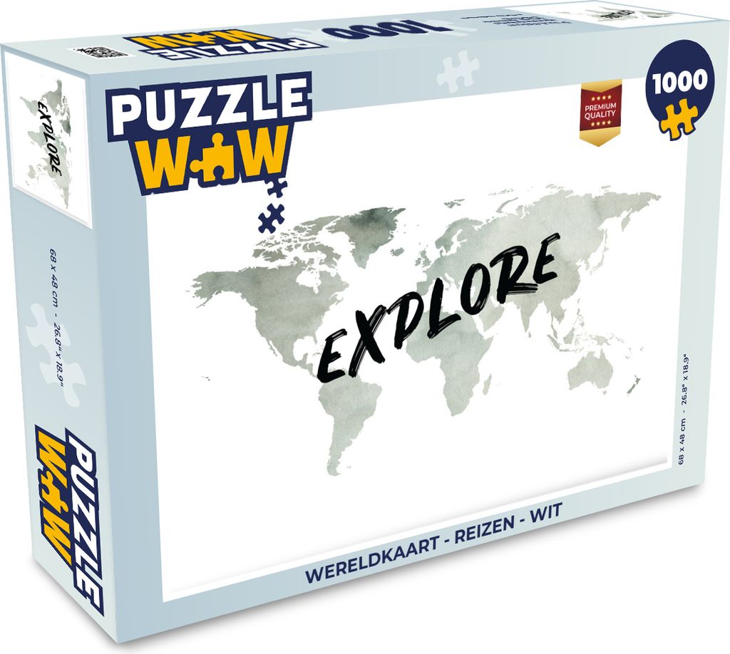 MuchoWow Puzzle 1000 Teile Weltkarte - Reisen - Weiß - Erwachsene - Rätsel