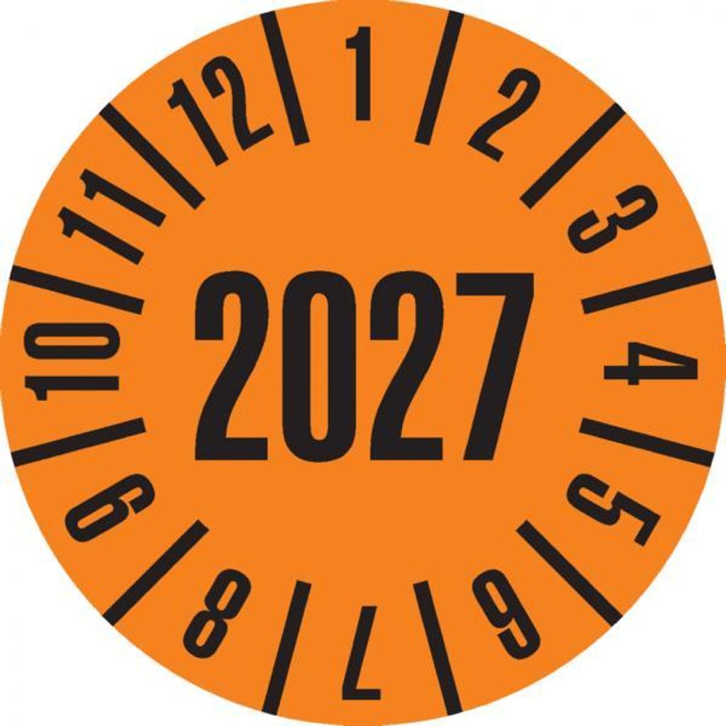 Dreifke® Prüfplakette 2027, orange, Folie, ablösbar, Ø Produktbild 