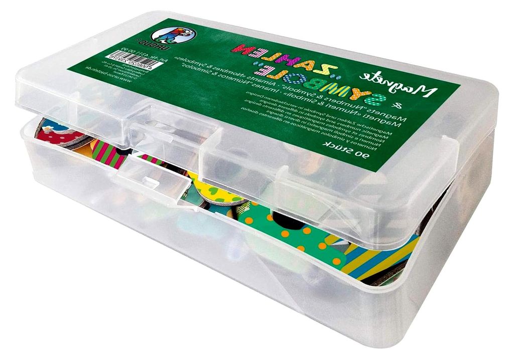 Magnete Zahlen & Symbole, 90 Stück in einer Plastikdose, in verschiedenen Designs und Größen von 1,5 4,4 cm, Zahlen und Rechensymbolen, ideal al...