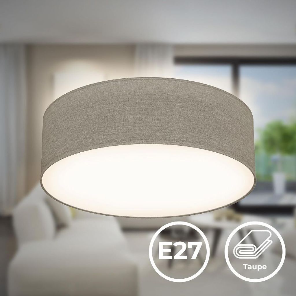 Deckenleuchte Ø30 cm - Stoffschirm, E27 Fassung, 1-flammig, Produktbild 11
