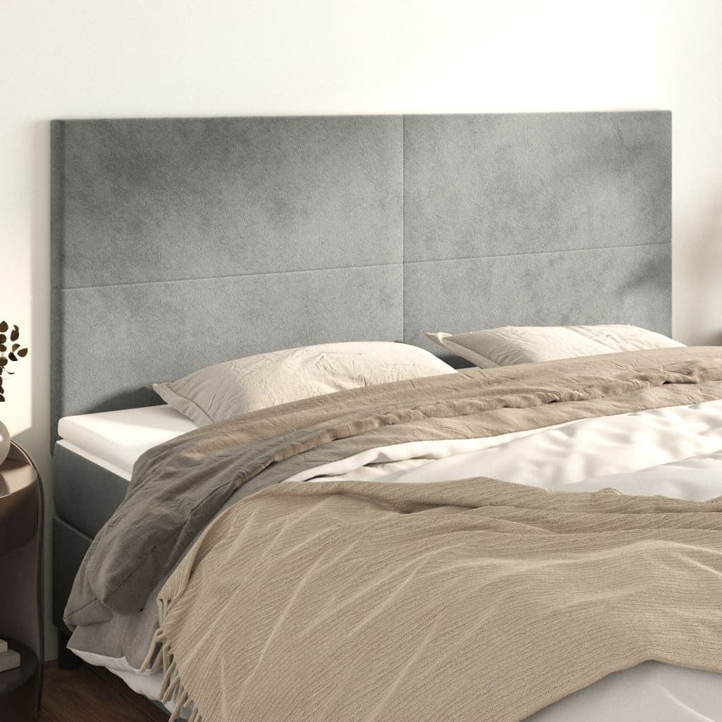 "2026 Promotion" Kopfteil moderne - Hellgrau 160x5x118/128 cm Samt - Bettkopfteil CC5021