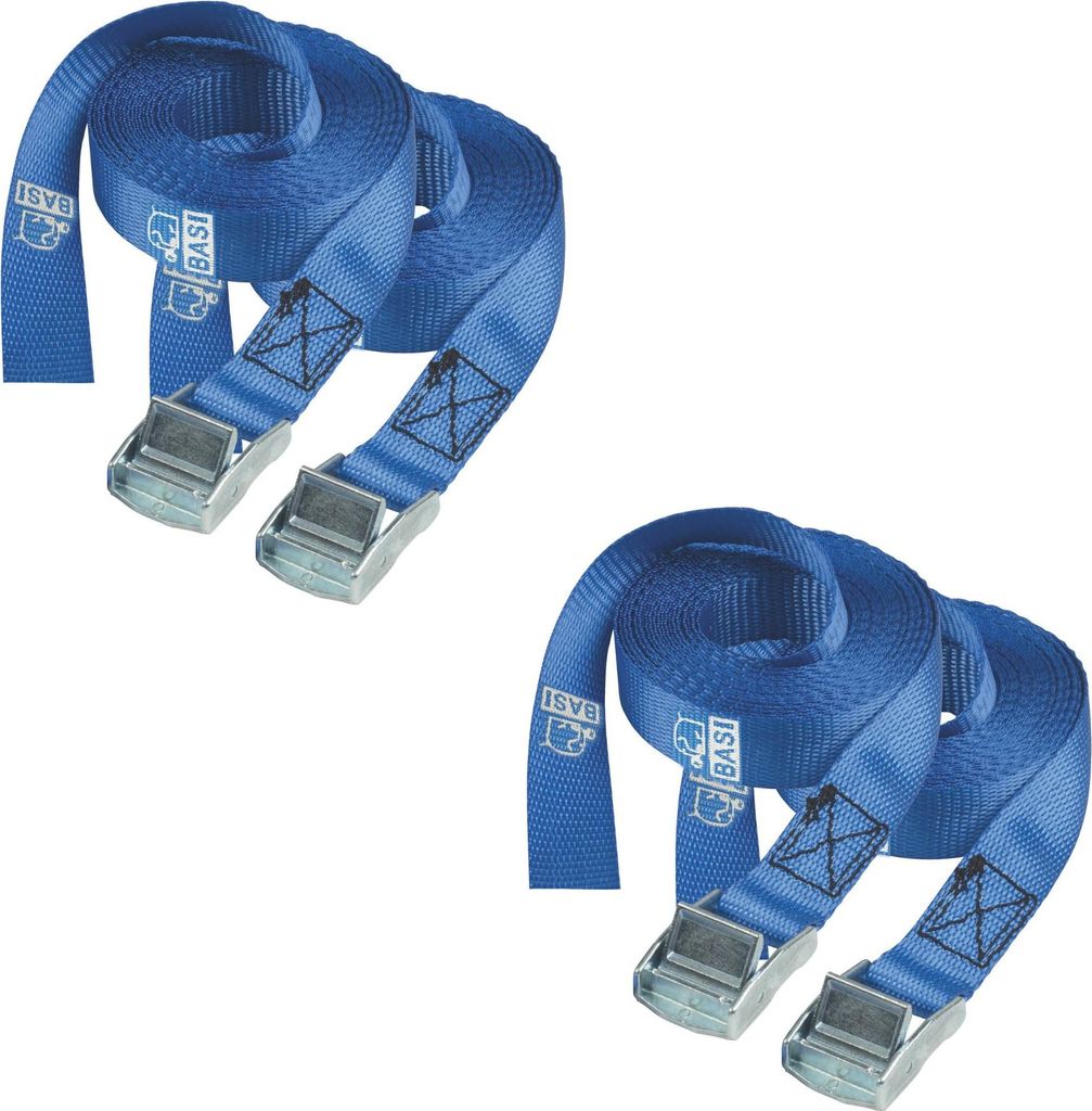 BASI - Spanngurt 4er Set - SG 306 - Blau - mit Klemmschloss Produktbild 