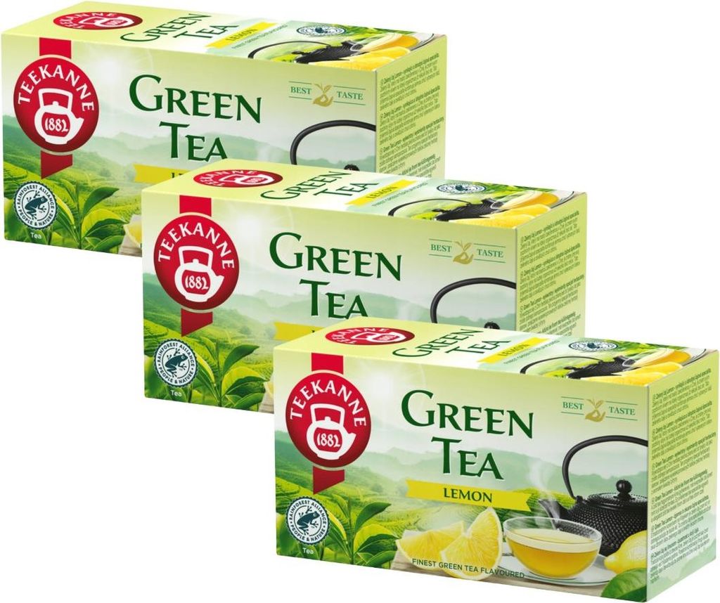 Teekanne Grüner Tee Zitrone 3x 20 Teebeutel - Grüntee im Beutel Green Tea