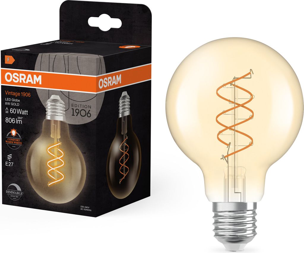 Led Lampa Vintage 1906 Cla60 G80 Gold 60 Dim 8W/922 E27 Obrázok produktu 