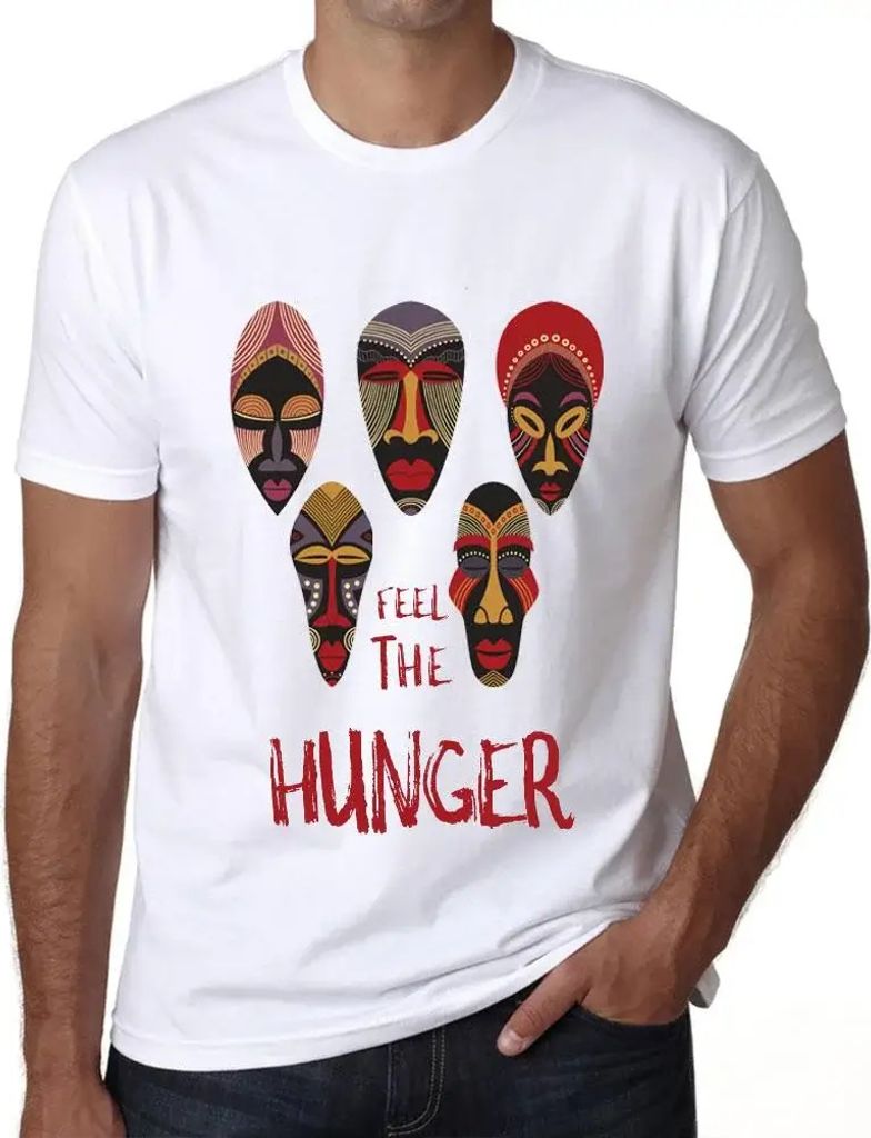 Herren Grafik T-Shirt Eingeborene spüren den Hunger – Native Feel The Hunger – Öko-Verantwortlich Vintage Jahrgang Kurzarm Lustige Druck Gebu...