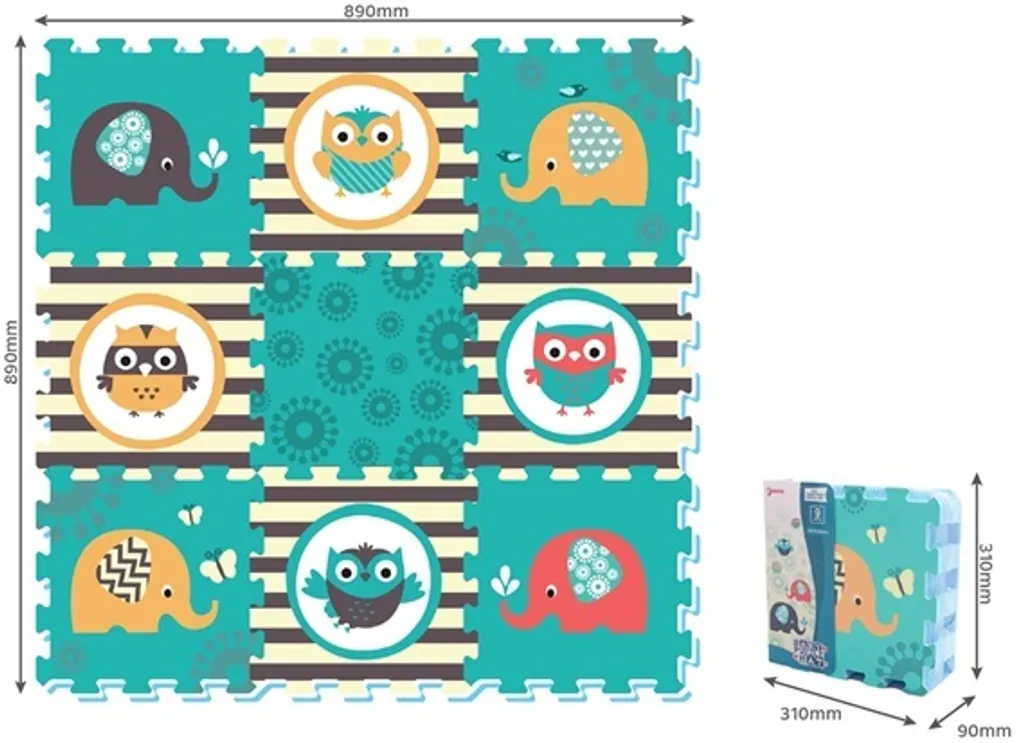 Tapis de jeu bébé puzzle en mousse pour apprendre à ramper 29x29 cm