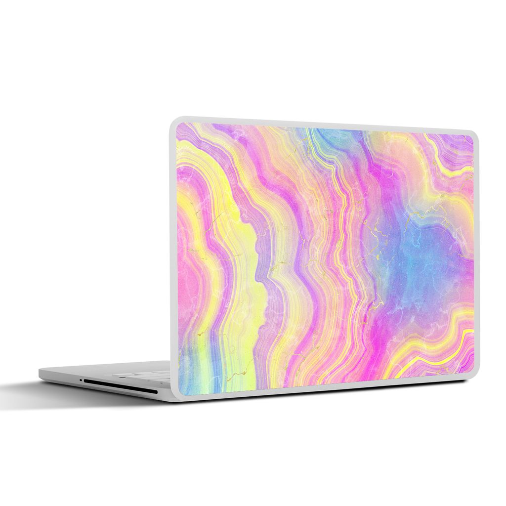 MuchoWow Laptop Aufkleber Sticker Cover Achat - Regenbogen - Neon - Edelsteine 32.5x23.5 cm - Sticker für Laptop - Selbstklebend - Coole Schulsa...