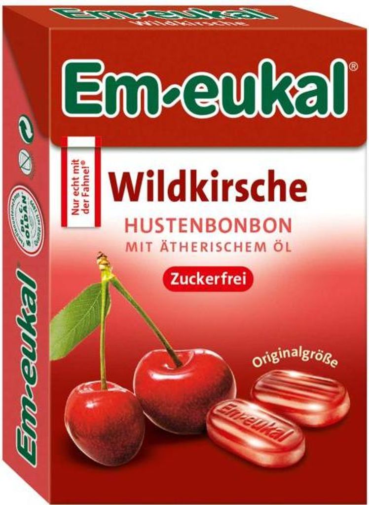 Em eukal Box Wildkirsche Hustenbonbon Ätherische Öle zuckerfrei 50g
