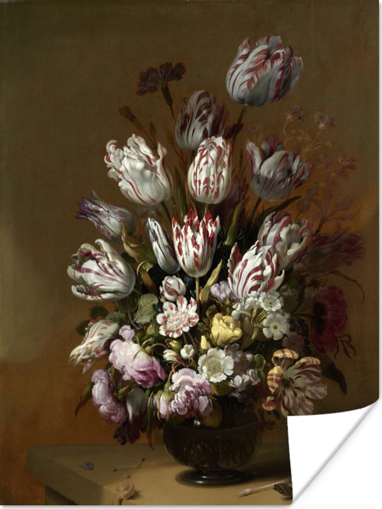 MuchoWow Poster Stilleben mit Blumen - Gemälde von Hans Bollongier 120x160 cm - Wandbilder