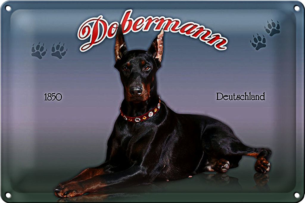 Blechschild Hund 40x30cm Dobermann 1850 Deutschland