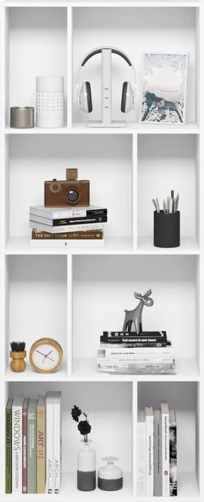 Bibliothèque 8 compartiments blanche 60x29x143 cm en MDF robuste - 4