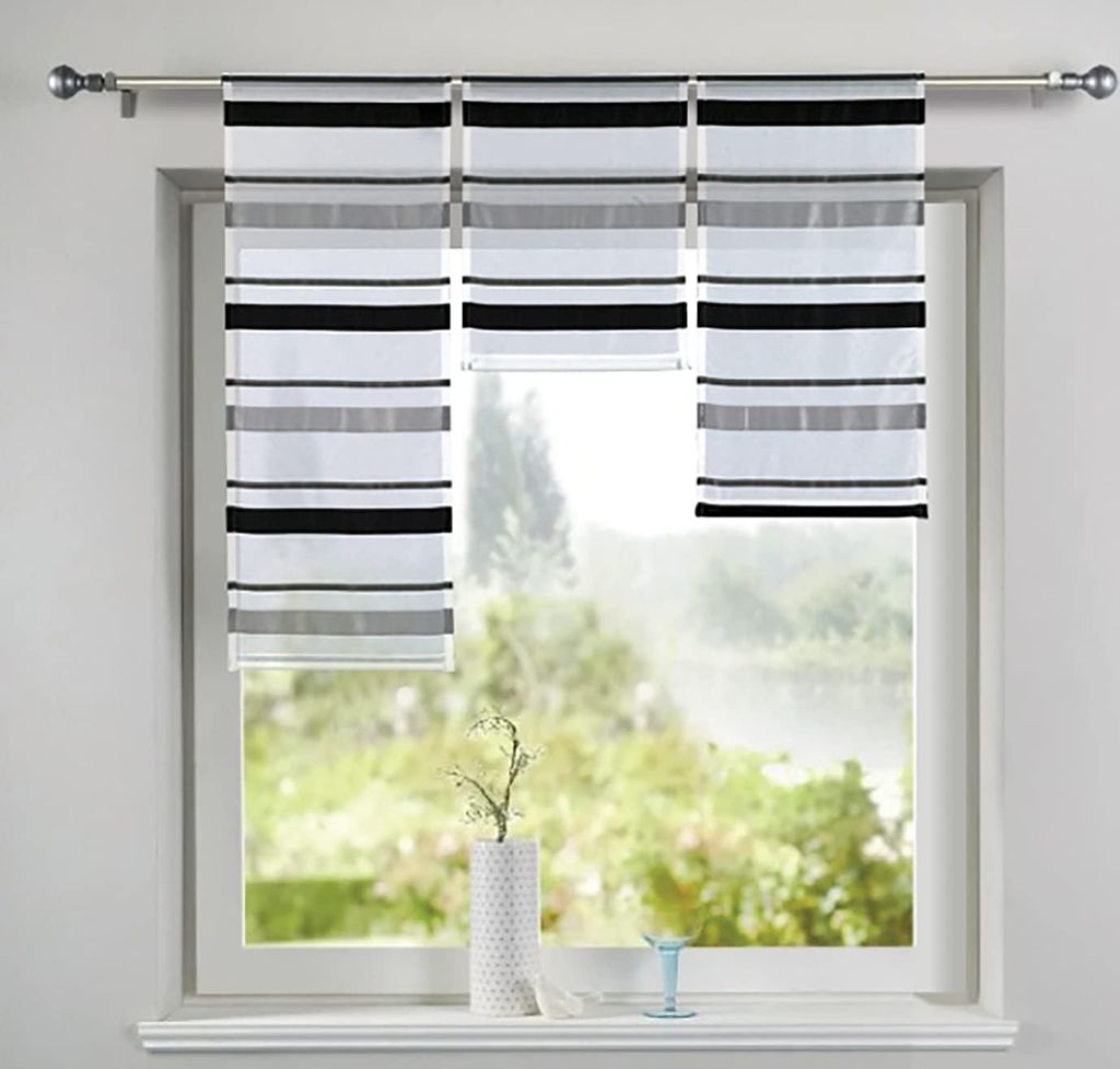 Scheibengardinen 3er Set Grau 40-60-80x30 cm mit Produktbild 