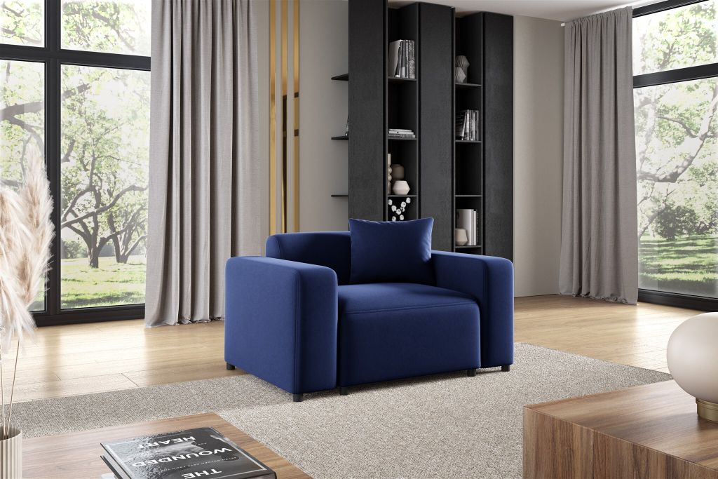 Sessel Designersessel MEGAN in Stoff Salvador Dunkelblau