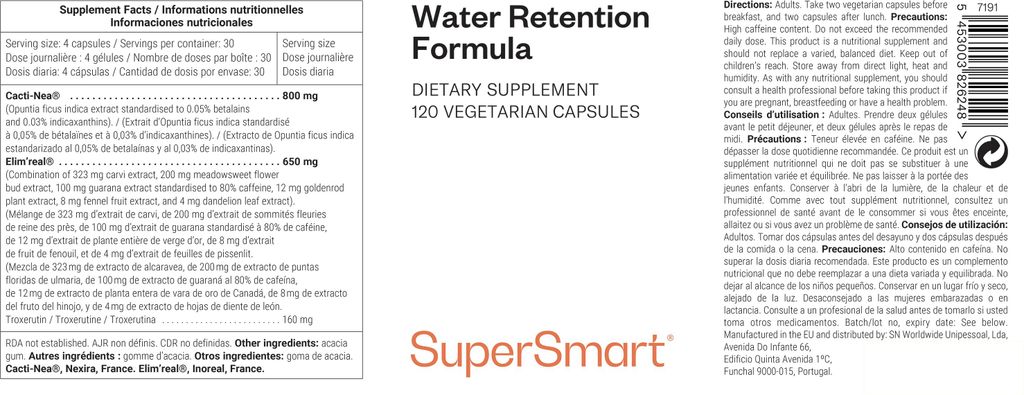 SuperSmart Water Retention Formula Dietary Supplement - 120 Immagine del prodotto 
