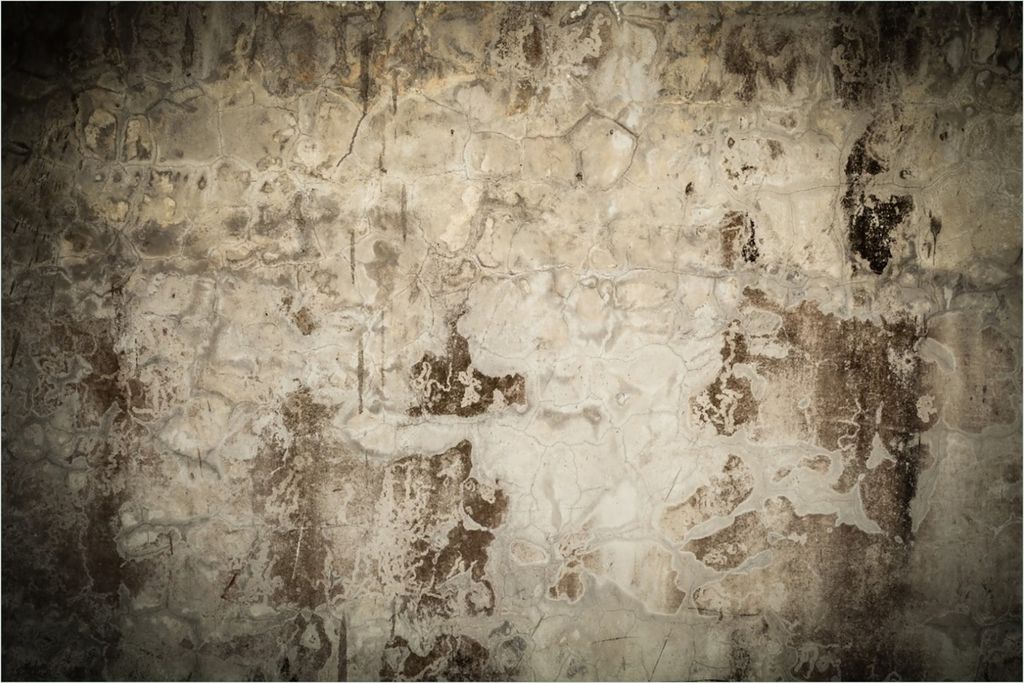 Wallario Premium Glasbild, freischwebende Optik, kräftige Farben, Größe 90 x 60 cm Motiv Alte schmutzige Wand aus Beton mit abblätternder Farbe