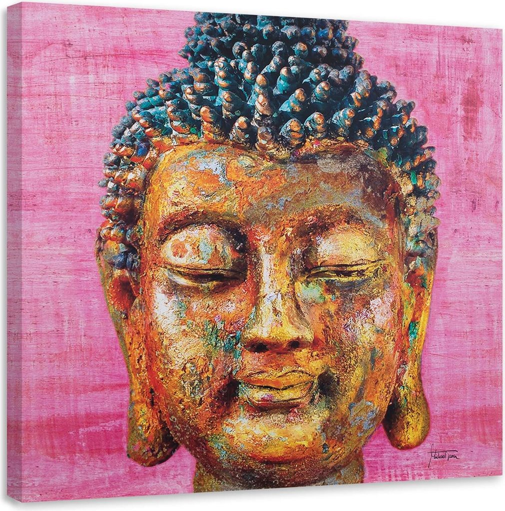 Leinwandbild buddha auf rosa hintergrund 60x60 cm Feeby farbe wandbild bereit zum aufhängen