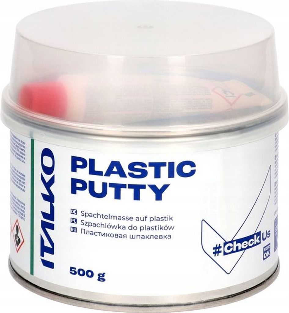 ITALKO Kunststoffspachtel 500g – Polyester Autospachtel für Plastik, GFK, Alu, Stahl – elastisch, haftstark, grau + Härter